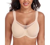 DotVol Women's Unpadded Underwire Plus Size Minimizer for Heavy Bust Non Foam Full Coverage U Back Everyday Bra(Beige,36E)