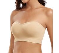 DotVol Women's Wirefree Padded Bandeau Strapless Bra Plus Size(Beige,L)