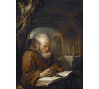 Dou Hermit Praying Religious Man Painting Large Print Poster Wall Art Decor Picture