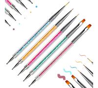 Doubel Ended Nail Art Liner Brushes，Nail Art Pens Nail Dotting Tool Professional Manicure Drill Drawing Nails Brush Pen for Acrylic Powder Application 3D Nail Carving DIY Nail Art Designs（5PCS）