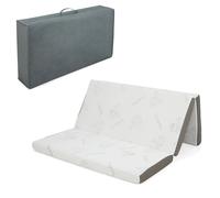 Double 10 cm Gel-Infused Tri-fold Mattress Topper - Cooling Memory Foam with Bamboo Charcoal Support, 3-Zone Comfort, Includes Carry Bag