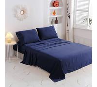 (Double) 100% Egyptian Cotton Flat Sheets Navy Blue Hotel Quality Flat Bedsheets