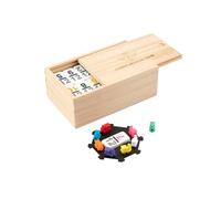 Double 12 Mexican Train Dominoes with numbers in wooden box (UK)