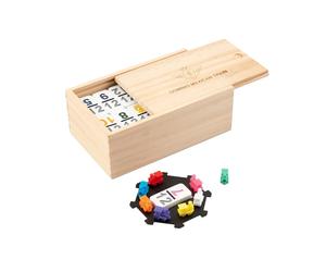 Double 12 Mexican Train Dominoes with numbers in wooden box (UK)