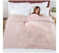(Double 125*180 cm (6kg)) Blush pink Teddy Fleece WEIGHTED BLANKET Ultra Cosy Soft Warm Sensory Anxiety AUTISM Throw