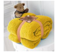 (Double 130x180cm, Ochre) Teddy Bear Fleece Throw Ultra Soft Warm Cosy Cuddly