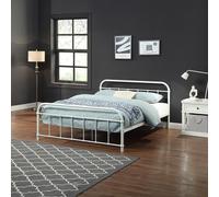 (Double 135 x 190cm, 20cm Deep Pocket Spring Comfort Foam Mattress) TEWIN HOSPITAL STYLE WHITE METAL BED FRAME