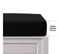 (Double (137 x 190 cm), Black) Bed Fitted Sheets Single Double King Super King UK
