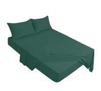 (Double: (137 x 191)cm, Emerald Green) 25 CM Bed Sheet Extra Deep Fitted Sheet & Pillowcases Pair