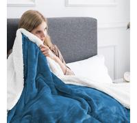 (Double : (150 x 200)CM, Teal Sherpa- Throw Blankets) Sherpa Fleece Throw Blanket Soft Warm Plush Thick
