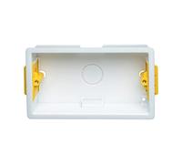 Double 2-Gang 35mm Dry Lining Back Box Electrical Wall Knockout Recessed Flush Mount Deep Pattress Dry Lining Partition Walls Switches Sockets Fused Spur Euro Module Faceplates - Yellow