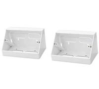 DOUBLE 2 GANG DESK MOUNT ANGLED BACK BOX FOR 146MM X 85MM FACEPLATES WHITE (2)