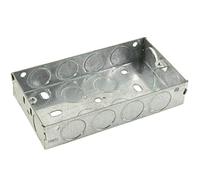 Double 2 Gang Metal Back Box, 25mm Depth Wall Pattress Electrical Power Outlet/Socket Fitting