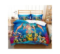 (Double-200*200, 12) Pokémon Cartoon Bedding Single Double Quilt Cover 3D Cartoon