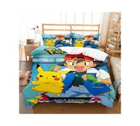 (Double-200*200, 21) Pokémon Cartoon Bedding Single Double Quilt Cover 3D Cartoon