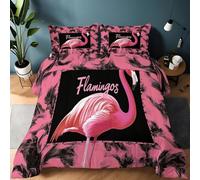 Double 200×200 cm Bed Reversible Duvet Quilt, Animal Flamingo Plant Palm Tree Down Alternative Microfiber Comforter, Black Thick Soft Warm Winter Blanket, Coverless & Machine Washable