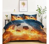 Double 200×200 cm Bed Reversible Duvet Quilt, Sports Football Flame Lightning Down Alternative Microfiber Comforter, Dark Blue Thick Soft Warm Winter Blanket, Coverless & Machine Washable