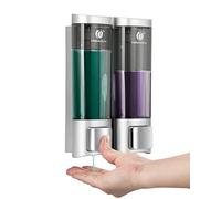 Double 200ML Soap Dispenser Bathroom Wall Mounted Shower Gel Shampoo and Conditioner Dispenser Kitchen Dish Detergent Container Hand Body Wash Liquid Soap Dispenser for Home Hotel Restaurant