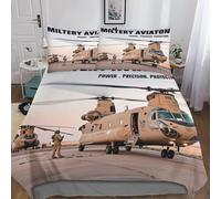 Double（200x200cm） Chinook Duvet Cover With Hidden Zipper, Military Helicopter Bedding Set with Pillowcases, Soft Microfiber Quilt Cover Set for Kids & Adults