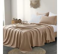 (Double (225 x 275 cm), Beige) 100% Egyptian Cotton Flat Sheet Bed Sheets UK
