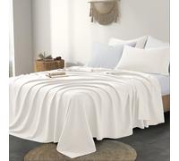 (Double (225 x 275 cm), Cream) 100% Egyptian Cotton Flat Sheet Bed Sheets UK