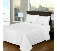 (Double:(225 x 275)cm) Egyptian Cotton Flat Bed Sheets Plain White Flat Sheets OR Pillowcases