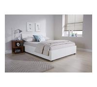 (Double 4FT6) Ottoman Storage Side Lift Leather White Bed