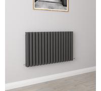 (Double 600x1003mm, Anthracite) Designer Oval Column Radiator Central Heating