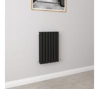 (Double 600x413mm, Black) Designer Oval Column Radiator Central Heating
