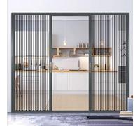 Double Accordion Door Room Divider with Aluminum Frame Ideal for Laundry Rooms Barns Bathrooms Patios Foldable Sliding Doors for Interior Use Invisible Temporary Gate Gray 68x96in
