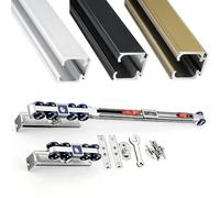 Double-Action Buffered Sliding Door Kit, 3-6CM Door Thickness Compatible, Anti-Pinch and Rustproofing (Silver/Black/Champagne)(Champagne,1m/39.4in/3.3ft)