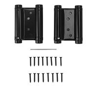 Double Action Spring Hinge, Stainless Steel Two Way Door Hinge, Auto Close Door Hinge with Screws and Adjustment Tool, Black Plated Spring Hinge for Cabinets Wardrobe Doors Down