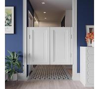 Double-Action Swinging Saloon Doors - Interior Wood Door with Metal Hinges Auto-Close for Kitchen Bedroom Stairs Entrance Partition White 100x90cm (39.4x35.4in)