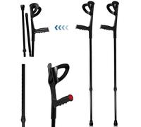 Double Adjustable Elbow Crutches for Adult 92.5-125cm, Folding Walking Crutch Set with Ergonomic Handle & Anti Slip Rubber Base & Reflective Safety Cap and Aluminum Alloy Frame for Men and Women