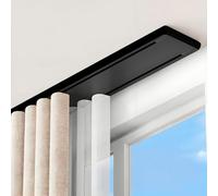 Double ain Track Ceiling Mount - 2-Channel Room Divider for Bay/Bedrooms/Doors - Quiet Straight with Soundproof Strips 100-420cm (Black 190cm/6.2FT)