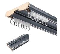 Double ain Track for Ceiling Sliding Rod Rail Room Divider for Living Room Dining Room Doors Aluminum Quiet 230cm/7.5FT Blue