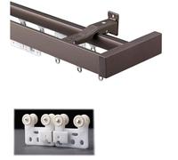 Double ain Track Wall Mounted - 16FT Wrap Around Design for Living Room & Balcony - Silent Aluminum Alloy Double Rails - Gray - Ideal Drapery Rod for Room Dividers & ains