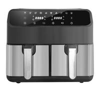 Double Air Fryer, 8L Healthy Oil Free Fryer with 10 Healthy Cooking Programs,Nonstick 2000W, Digital Touch Control, 60 Minute Timer, 80-200°C Range, 4L Double Baskets, Use Without Oil