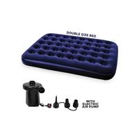 (DOUBLE AIRBED) Double Single Flocked Camping Airbed Inflatable Mattress Blow Up Air Bed