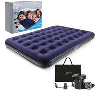 Double Airbed Inflatable Camping Blow Up Mattress Air Bed And Electric Pump | Flocked Surface, Coil Beam Support, Inflatable Guest & Camping Bed, L191cm x W137cm x D22cm