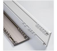 Double Aluminum Curtain Rod Perfect for Sheer & Heavy Curtains Ceiling Mounted Curtain Tracks for Modern Interiors (White 1.20m/3.93FT 2 x 0.6m)