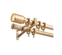 Double Aluminum Curtain Rod with Soundproof Bands Quiet/Smooth/Shiny Finish 140cm (4.6ft) Elegant Gold Tone Durable Track for Heavy Curtains