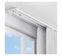 Double Aluminum Curtain Track, Curtain Rail With Silent Rollers, Heavy Duty Ceiling Mounted Curtain Rod, Slot Set With Silent Rollers, For Room Divider Living Room(White1,1.1m/3.6ft)
