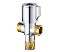 Double Angle Valve 1/2'' 3-Way Water Diverter Hot and Cold Valves Brass Kitchen Sink, red(Blu)