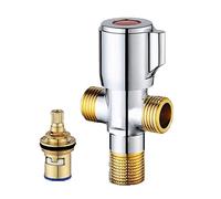 Double Angle Valve 1/2'' 3-Way Water Diverter Hot and Cold Valves Brass Kitchen Sink, red(Rosso)