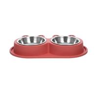 Double Ant-proof Cat Bowl with Moat Design Pp Red Non-slip Base