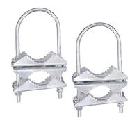 Double Antenna Mast Clamp V- Bracket U Pipe Mounting Hardware 2 Sets for WiFi Antenna, TV Antenna