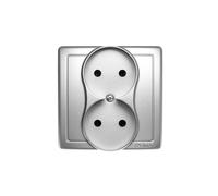 Double B/U Socket with Track Trims Simon Basic BMG2Z/43
