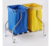 Double-Bag Hotel Linen Trolley 304 Stainless Steel Cleaning Cart for Room Service Dirt Collection Vehicle Efficient Housekeeping Solution