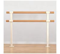 Double Ballet Barre Floor Mounted Solid Wood Steel Core Dance Stretch Bar